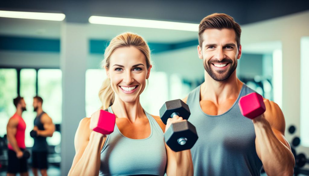 Couple enjoying the psychological benefits of working out together